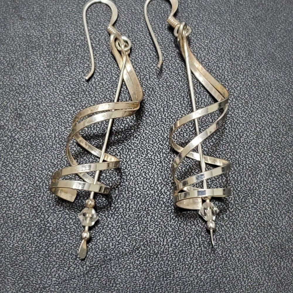 Sterling silver swirly twirly dangling earrings